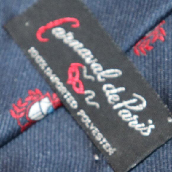 🔵🔴 Vintage Navy Blue & Red Tie by Carnaval de Paris (56" Long) - Picture 2 of 4